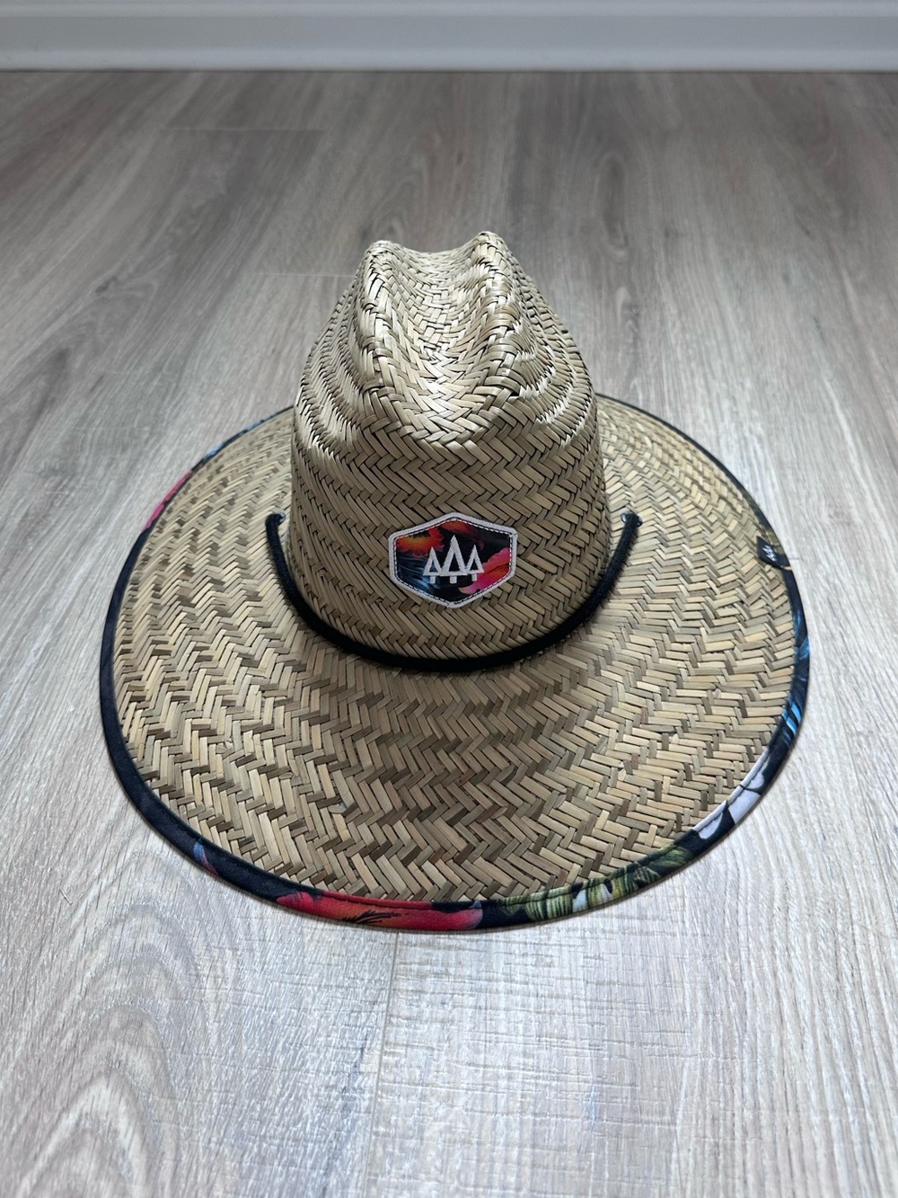 Hemlock Kids Straw Lifeguard Hat – Tropical Print Brim (Never Worn) 🌴☀️